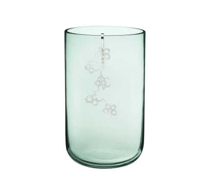 Medium Green Glass Vase With Silver-Plated Ornament