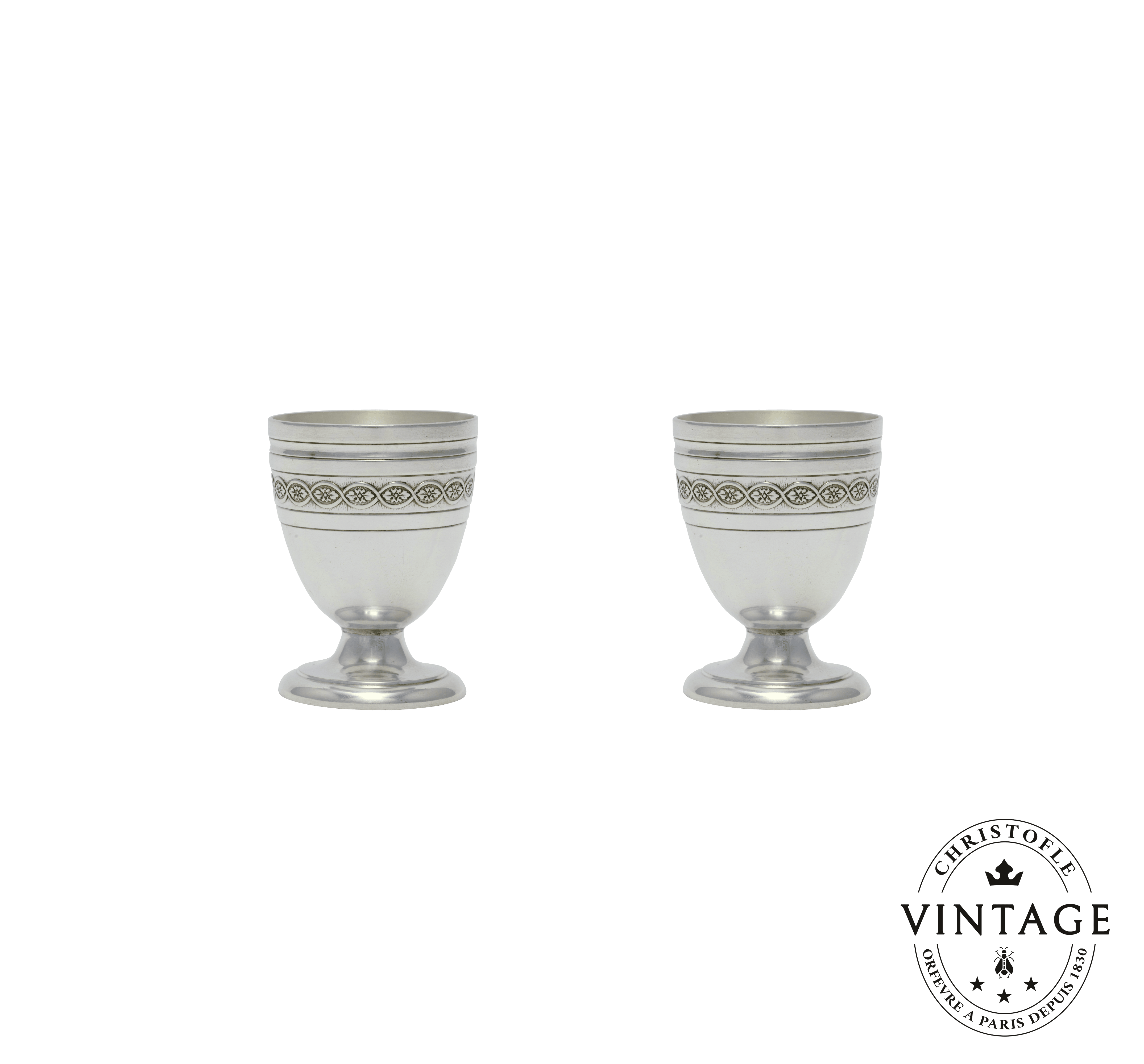 christofle vintage silvered egg cups - set of 2 1