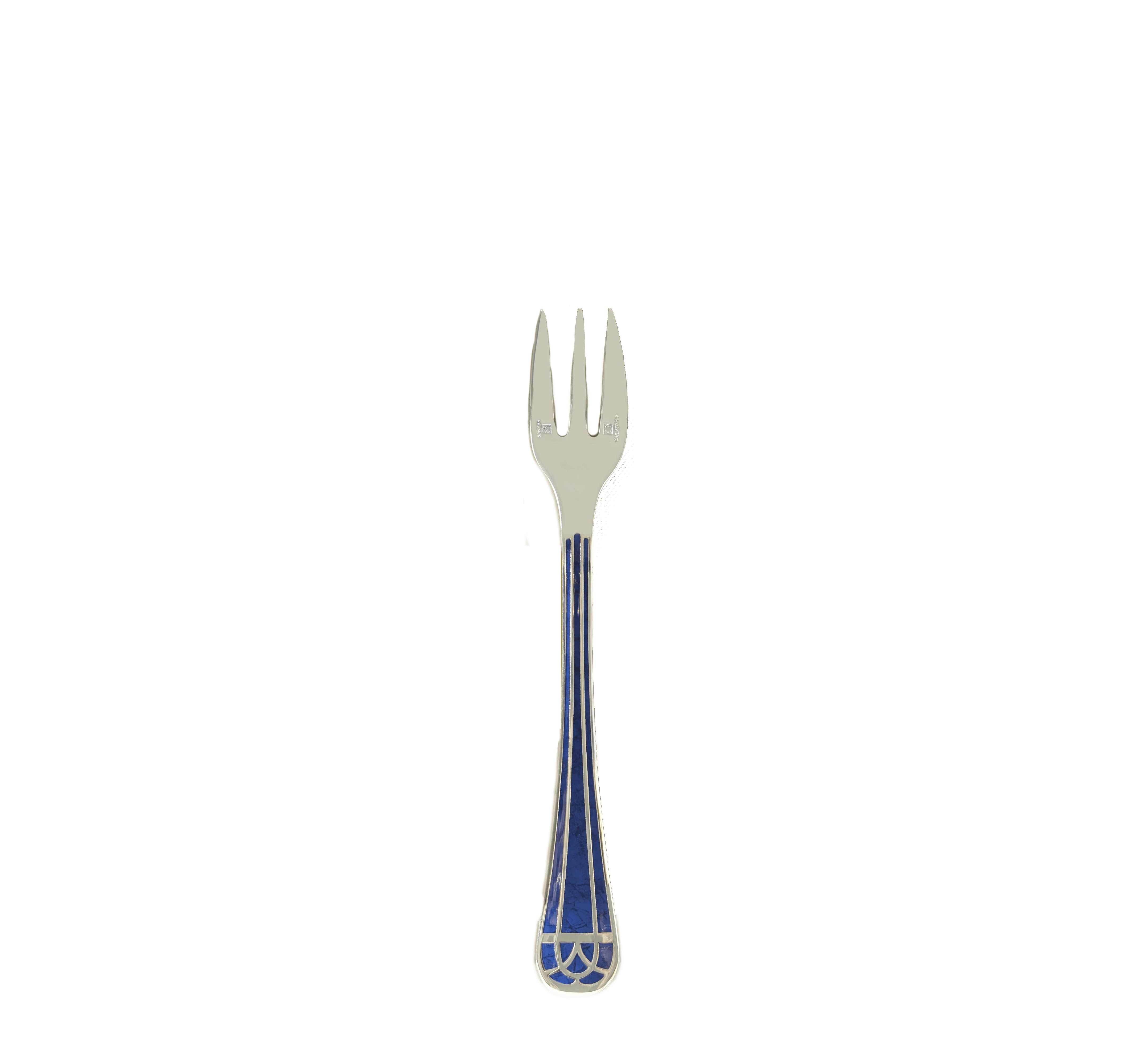christofle silver-plated oyster fork - marbled blue 1