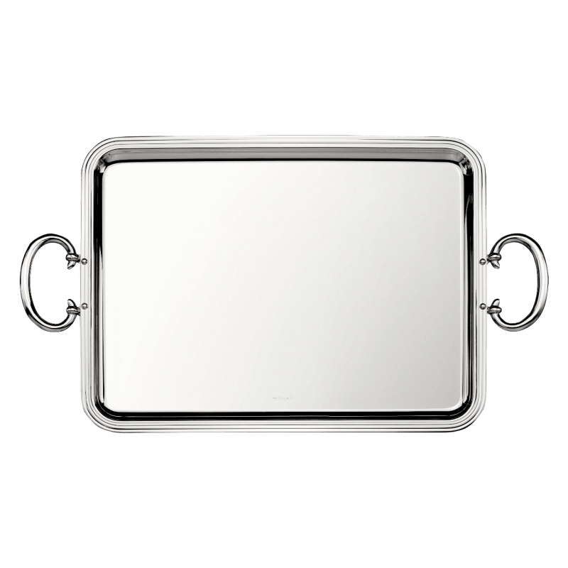 Silver-Plated Rectangular Serving Tray with Handles - 17 in x 12 in Albi