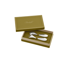 christofle silver-plated baby spoon & fork set - rose quartz 1