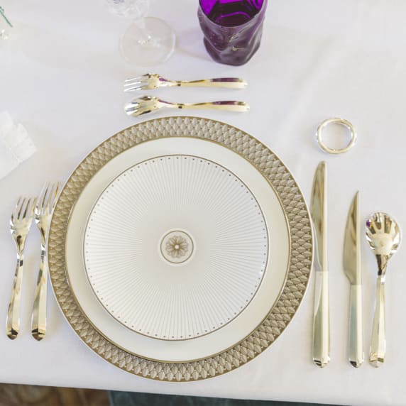 christofle porcelain dessert/luncheon/salad plate platinum finish 5