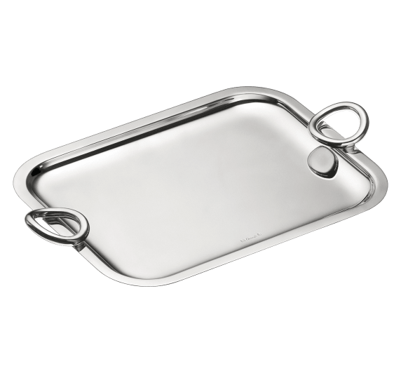 christofle rectangular tray with handles 26x20cm vertigo  silver plated 1