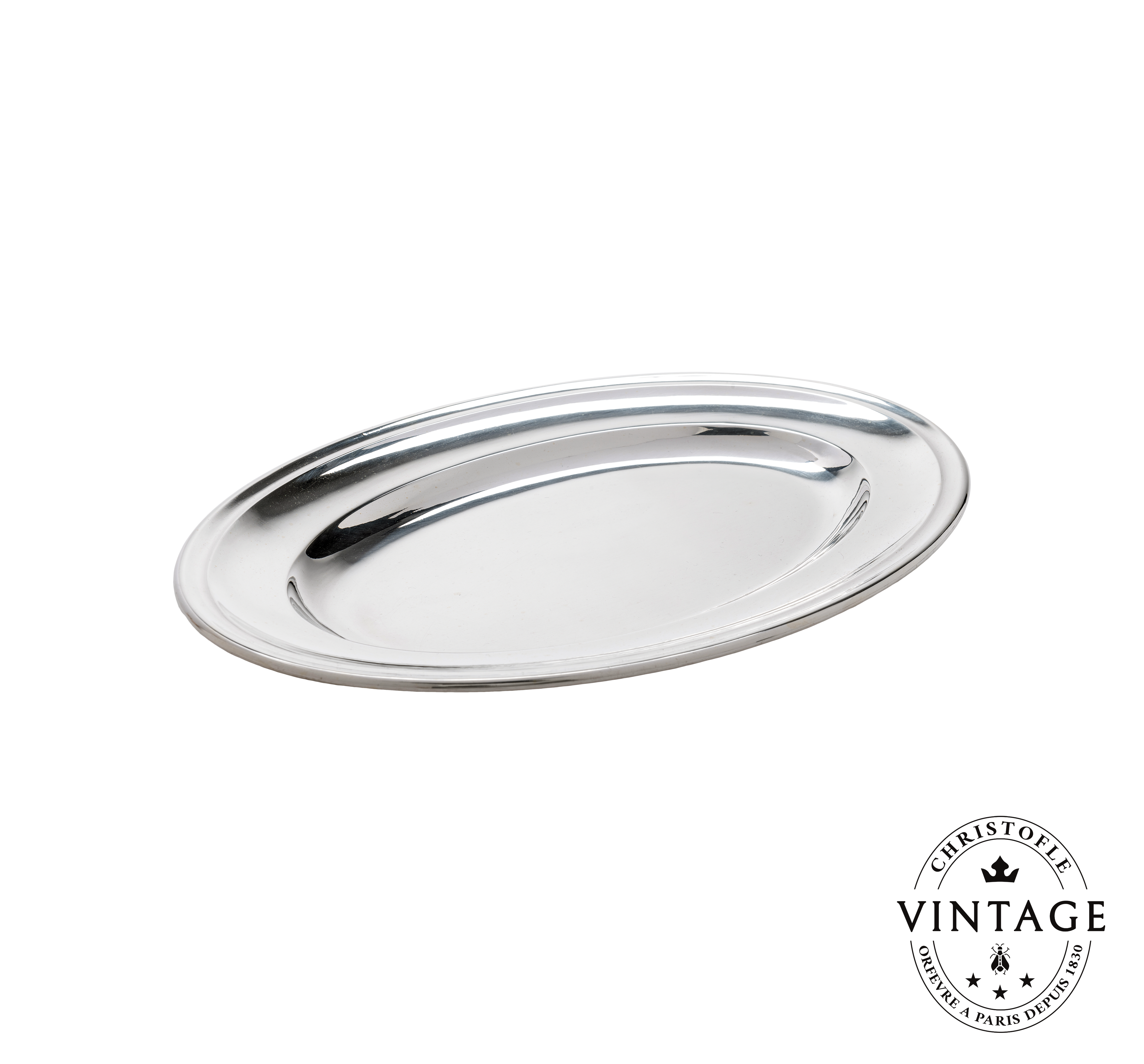 christofle vintage silvered oval plate - 13 in 1