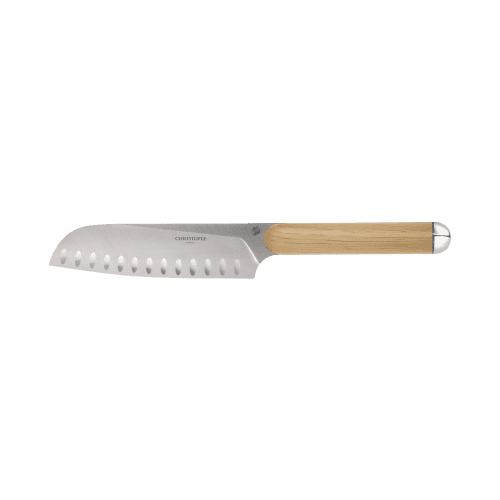 Couteau Santoku en chêne, acier et métal argenté Royal Chef