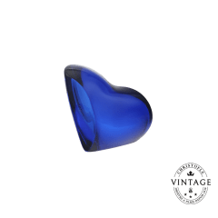 Vintage Crystal Pebble Paperweight Heart - Blue 3/4