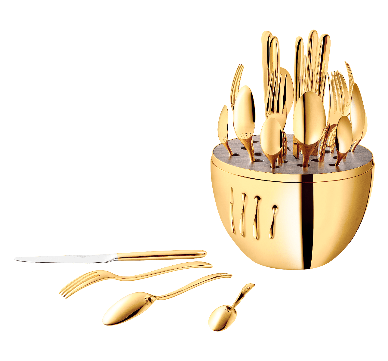 christofle ensemble pour 6 personnes (24 pièces) avec écrin en or 24 carats 6
