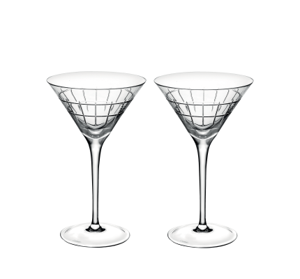 Set of 2 Crystal Martini Glasses