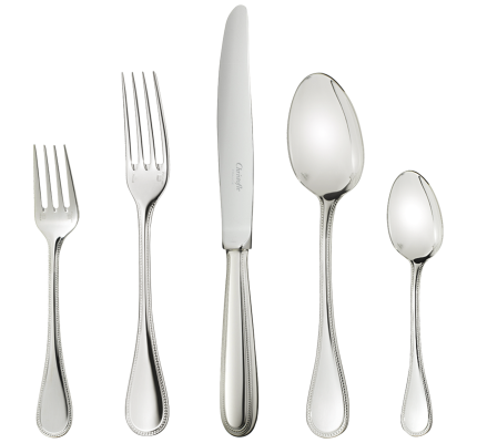 christofle individual place settings (5 pieces) perles silver plated 00010185000001 3