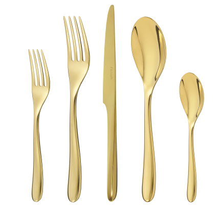 christofle stainless steel 5-piece place setting - gold colour 2
