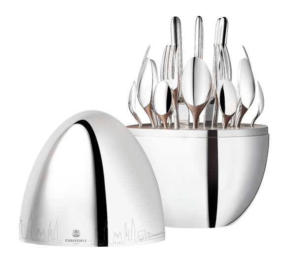 christofle 24-piece silver-plated flatware set - new york 0