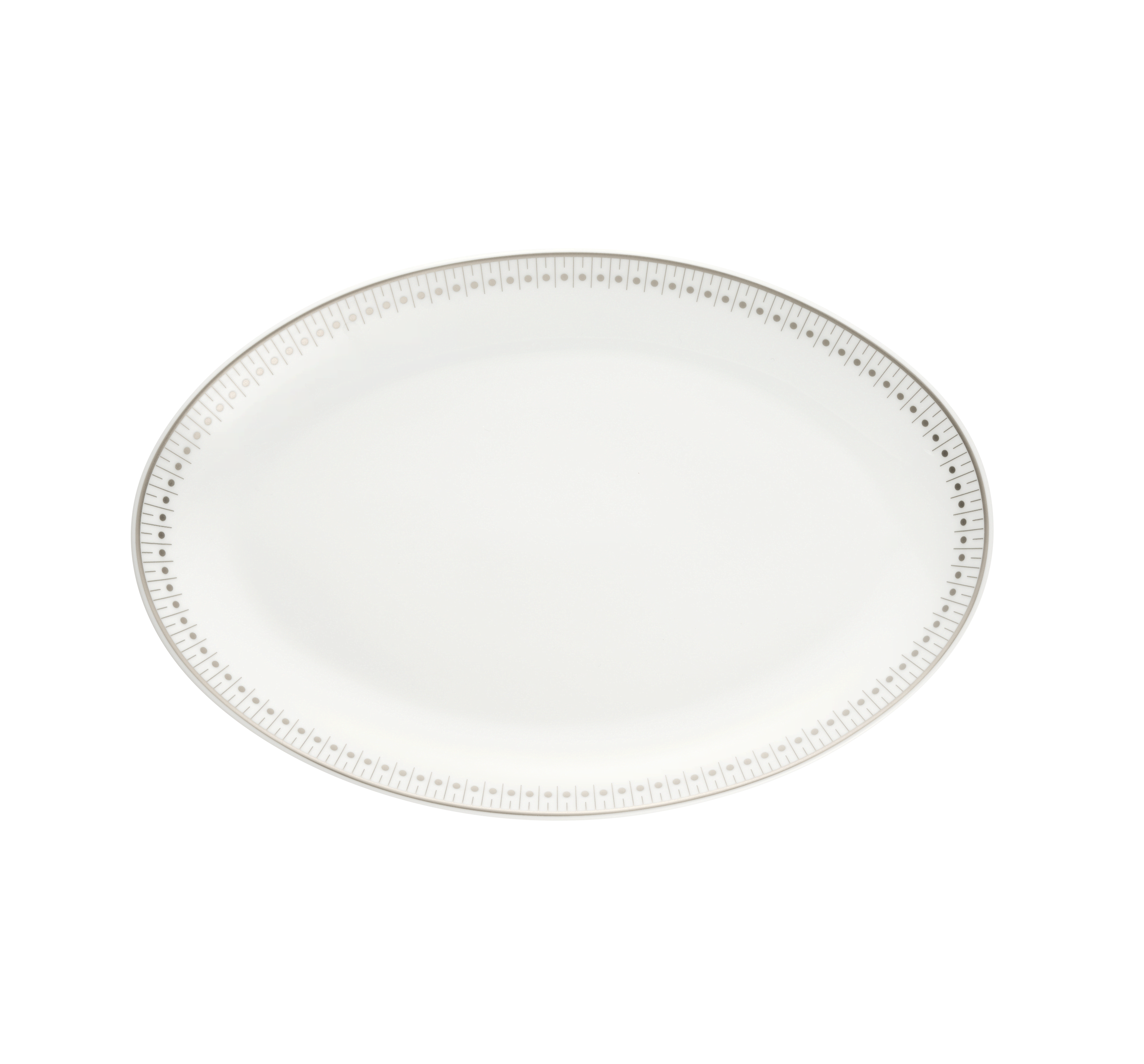 Christofle Malmaison Impériale Platinum Finish Porcelain 11 in Oval Platter