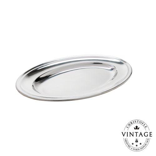 christofle Vintage Silvered Oval Plate - 13 in