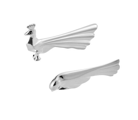 SILVER-PLATED SET OF 2 KNIFE RESTS PEACOCK AND DOVE GALLIA