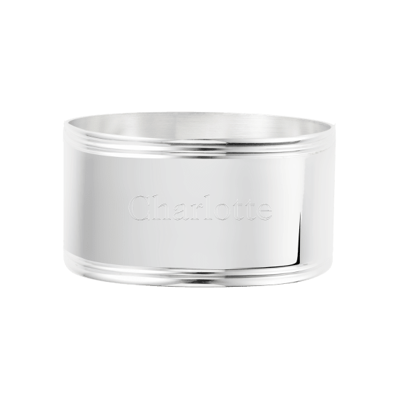 Silver plated Cluny Napkin Ring - Engraved with text