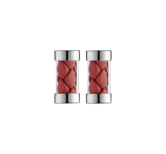 christofle silver-plated and red leather cufflinks 2