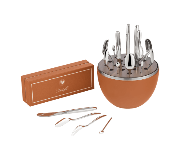 christofle mood party - 24-piece silver-plated flatware set with chest 2