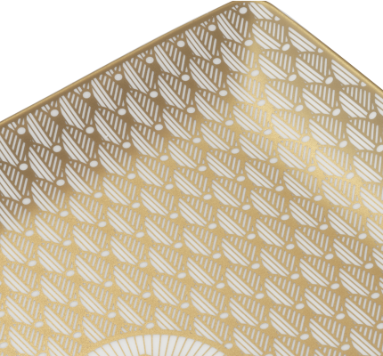 Porcelain Rectangular Tray Gold Finish - 17 x 15 cm