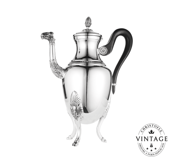 Silvered Coffeepot Napoléon 1er - front- Vintage 