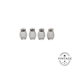 christofle set of 4 salt shakers, silverware - vintage 1