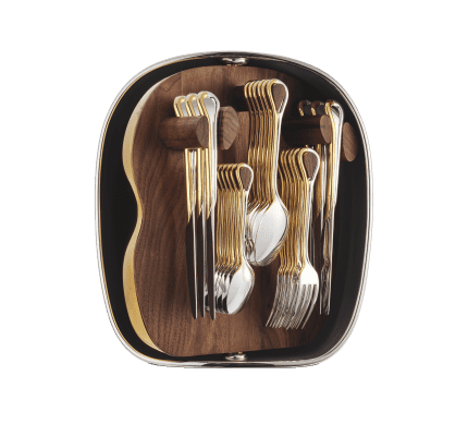 24-Piece Partially Gilded Silver-Plated Flatware Set with Shell