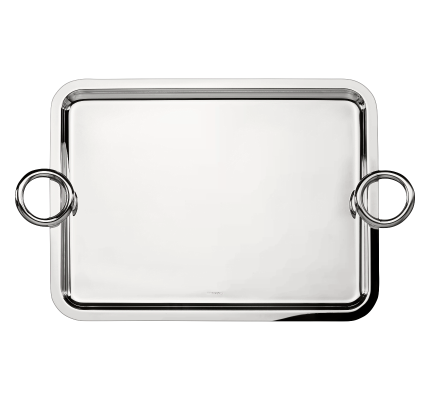 Large Silver-Plated Rectangular Tray with handles - 43 x 31 cm