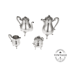 Silvered Tea and Coffee Set Pompadour - Vintage