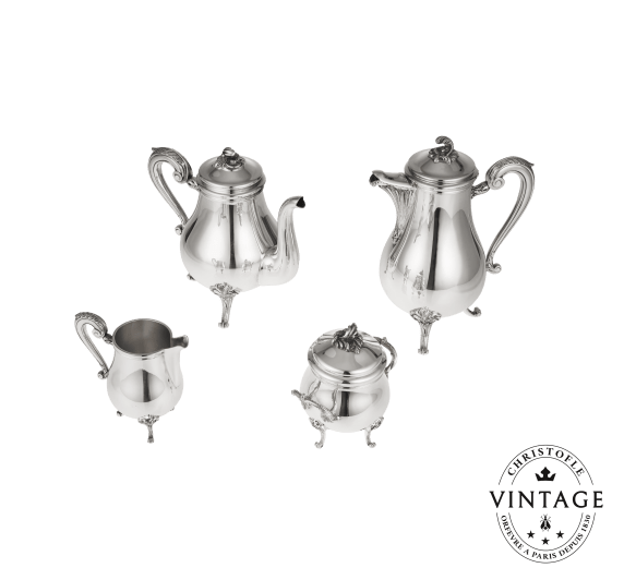Silvered Tea and Coffee Set Pompadour - Vintage