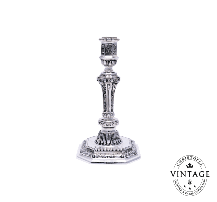 christofle vintage silvered single light candlestick 0