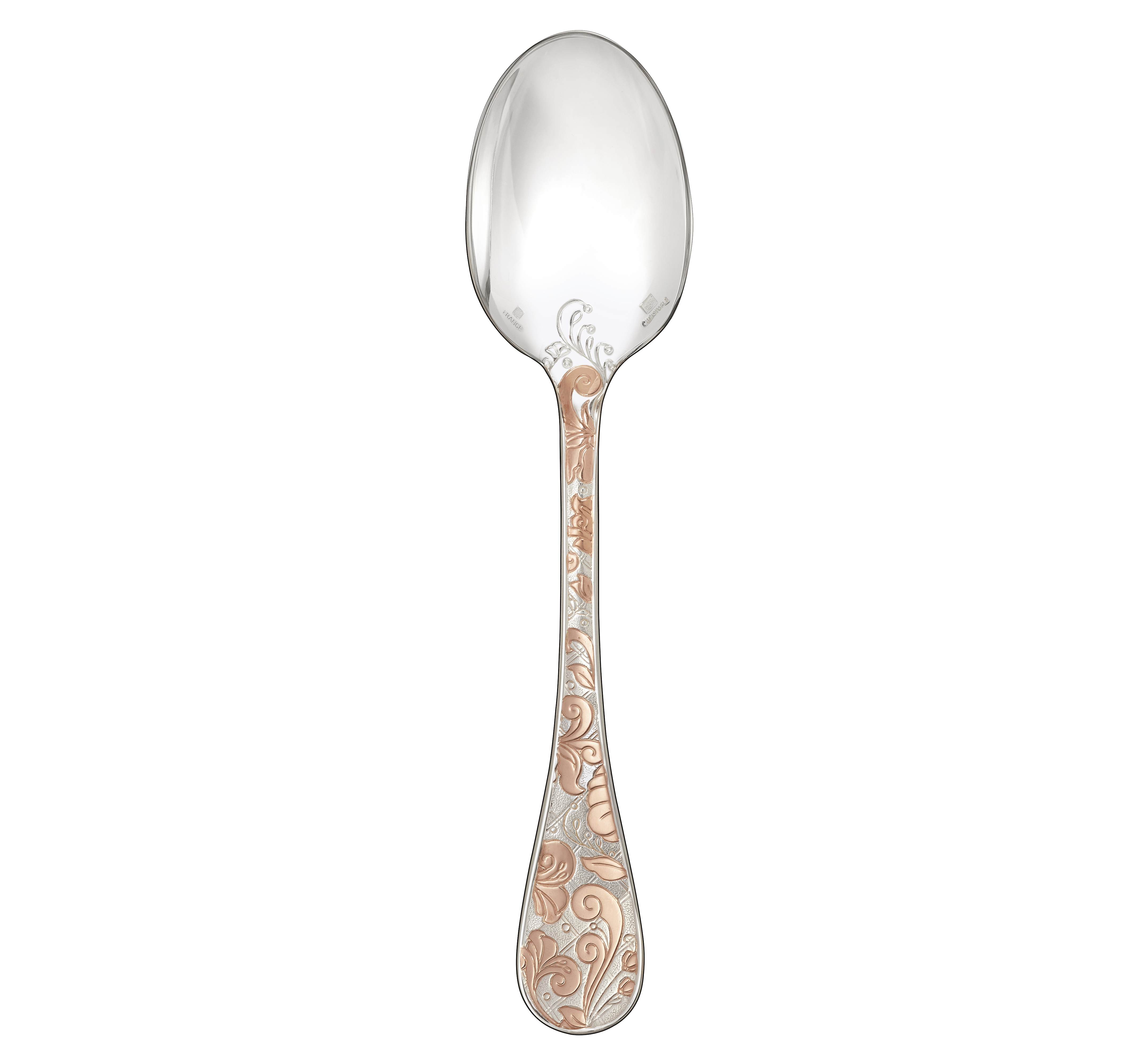christofle cuillère à soupe en métal argenté - dorure partielle or rose 1