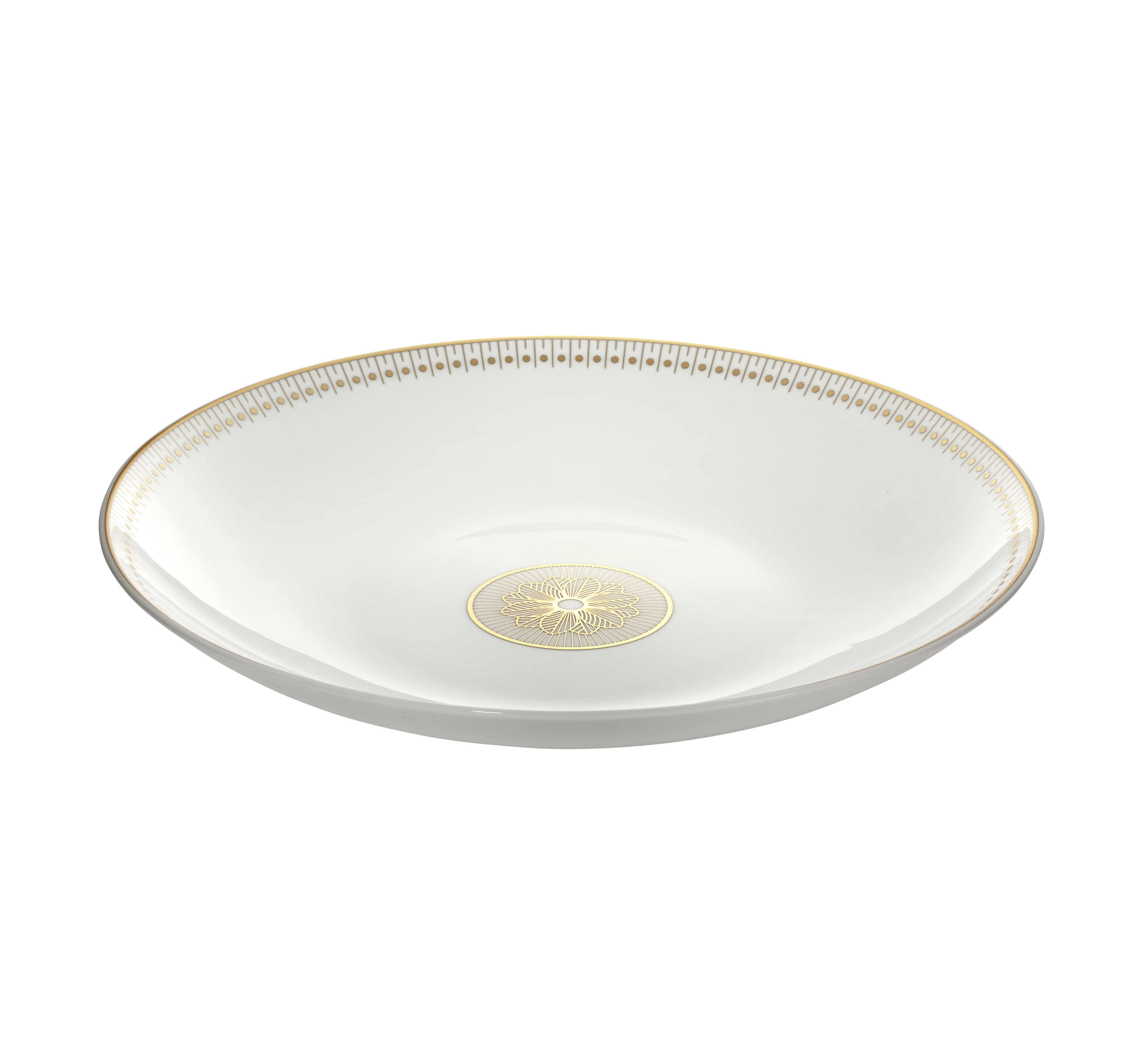 christofle plat rond creux en porcelaine finition or 1