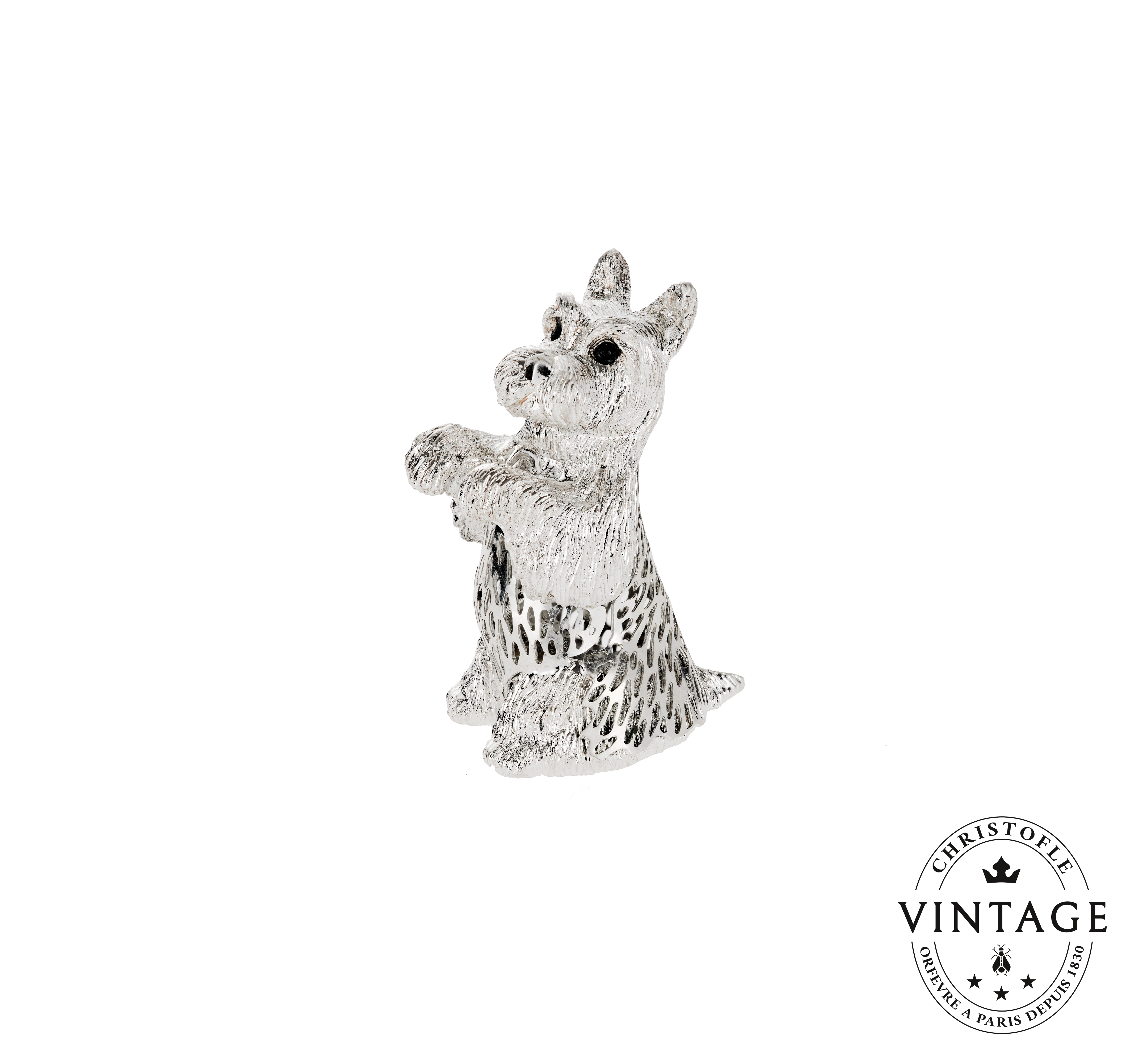 christofle vintage silvered standing scottish terrier puppy 1