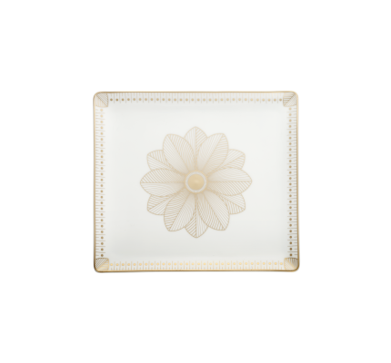 Rectangular Porcelain Tray Gold Finish - 22 x 20 cm