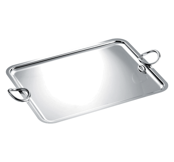 christofle rectangular tray with handles 53x42cm vertigo  silver plated 0