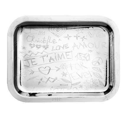 christofle Rectangular tray 26x20cm Graffiti  Silver plated