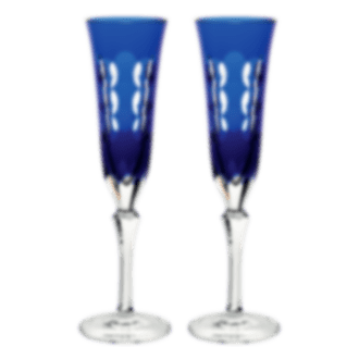 christofle set of 2 crystal blue champagne flutes 1