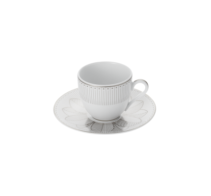 christofle 2 porcelain coffee cup and saucers platinum finish 0