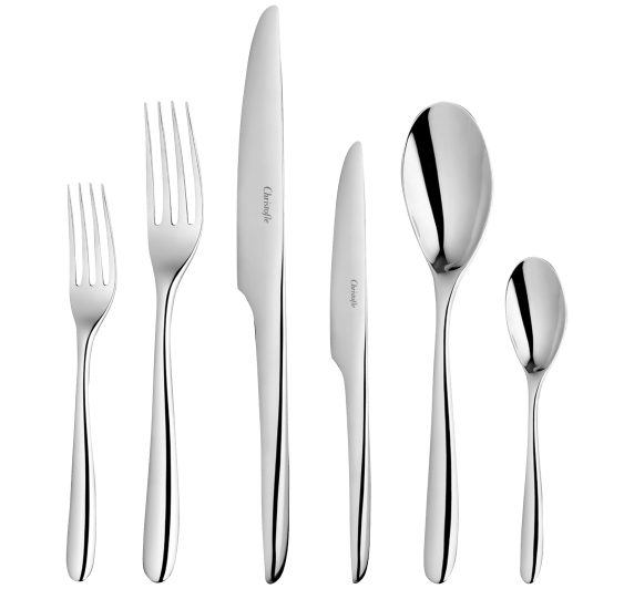 christofle 75-piece stainless steel flatware set with chest 1