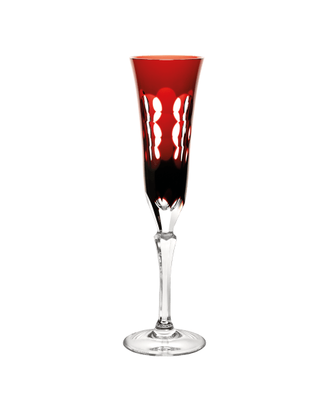 Flûte à champagne en cristal rouge