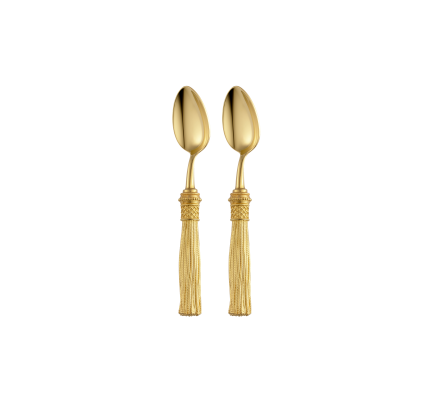 christofle 2-piece silver-plated gilded coffee spoons set pompon 0
