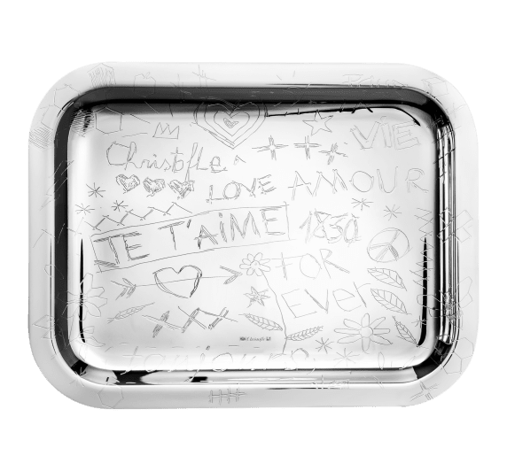 christofle rectangular tray 26x20cm graffiti  silver plated 1
