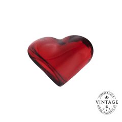 Vintage Crystal Pebble Paperweight Heart - Red front