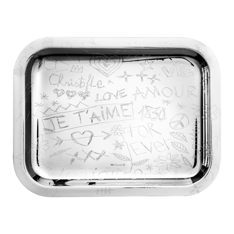 Silver-Plated Tray 10 x 8 in Graffiti