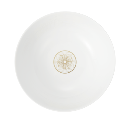 Porcelain Salad Serving Bowl Gold Finish