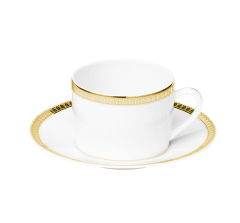 christofle porcelain tea cup and saucer gold finish 1