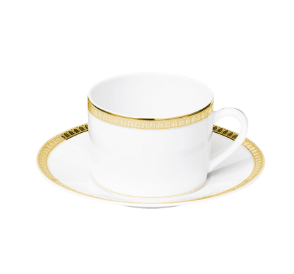 christofle tasse à thé avec soucoupe en porcelaine finition or 1