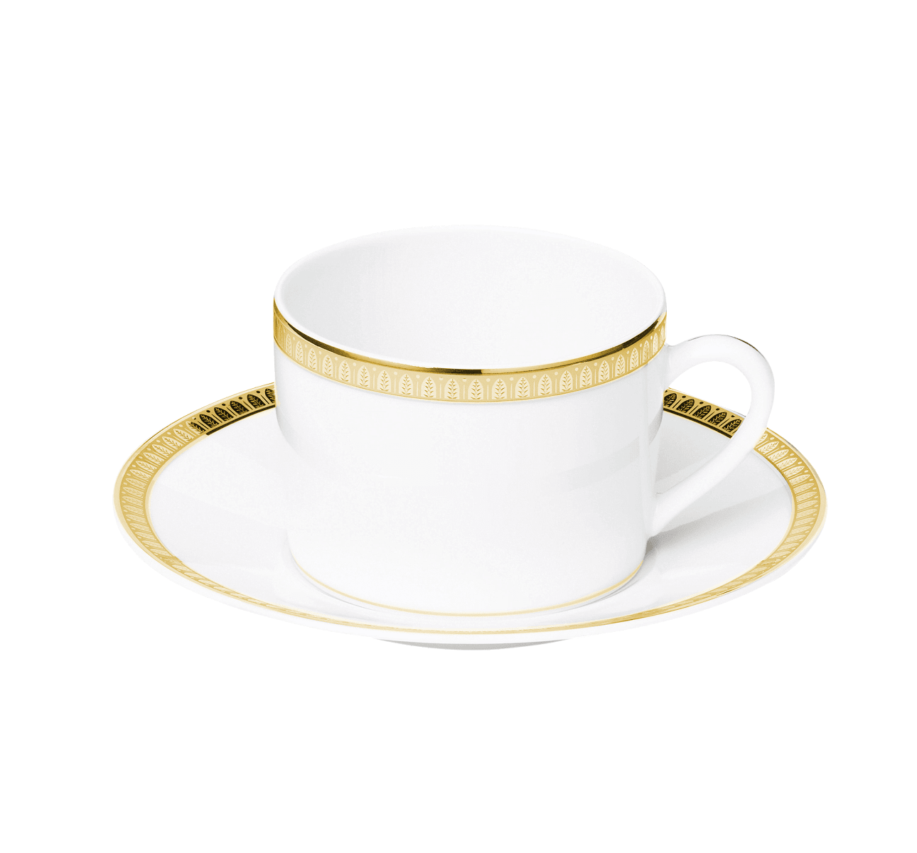 christofle tasse à thé avec soucoupe en porcelaine finition or 1