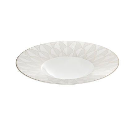 christofle porcelain large rim plate platinum finish 1