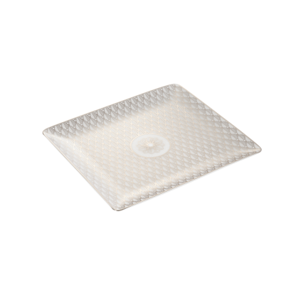 Porcelain Rectangular Tray Platinum Finish - 17 x 15 cm