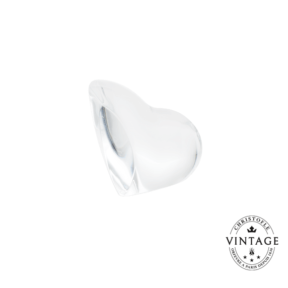 Vintage Crystal Pebble Paperweight Heart Amour - 3/4